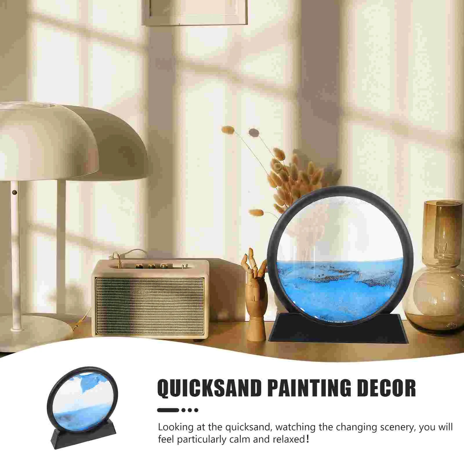 3d Quicksand Painting Moving Picture Decor Decoration Office Desktop Ornament Glass Artistic