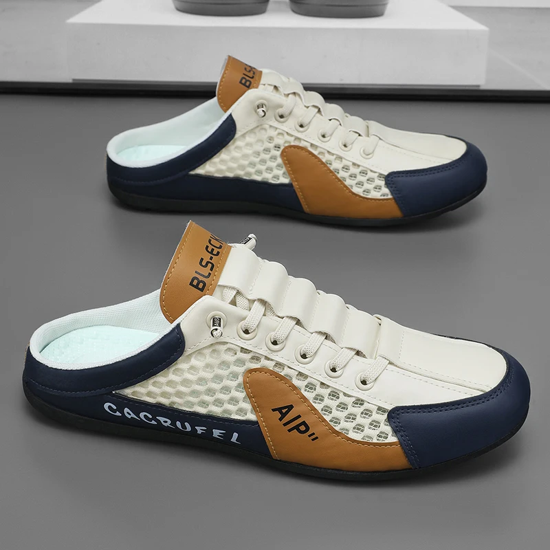 Men's Soft-Sole Half Slippers Trendy Summer Casual Shoes Supportive Soft Sole Sneakers Zapatos De Hombre