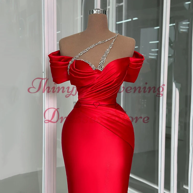 Thinyfull Formal Long Prom Evening Dresses Women Sweetheart Beadings Mermaid Party Dress Simple Cocktail Gown Saudi Arabia Dubai