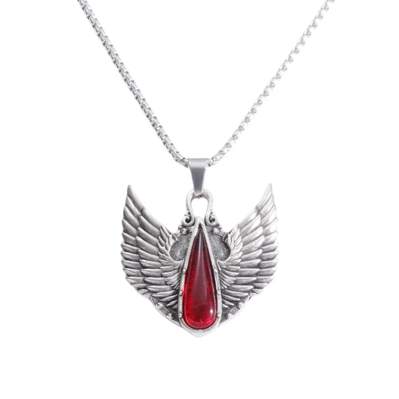 AliExpress Exquisite Ruby Elegant Cool Stainless Steel Celtic Angel Wings Necklace Pendant Men Women Punk Bike