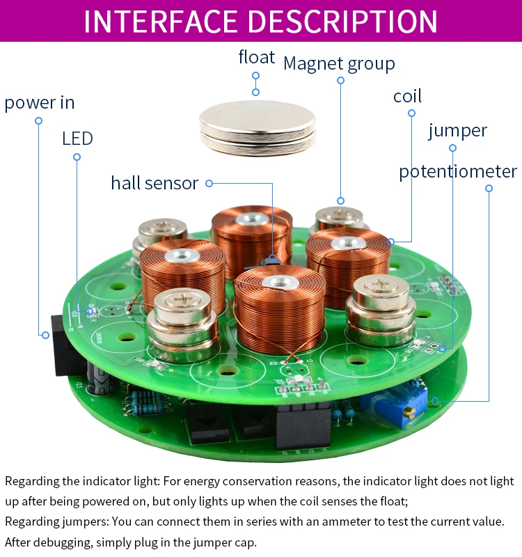 CIRMECH Intelligent Magnetic Levitation Push Type Magnetic Levitation DIY Kit DC12V 2A New Style Suspension Magnetic