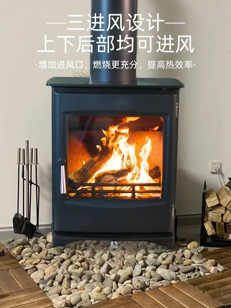 Senmei European style steel plate true fire fireplace, burning wood, firewood, heating stove, burning homestays, villas