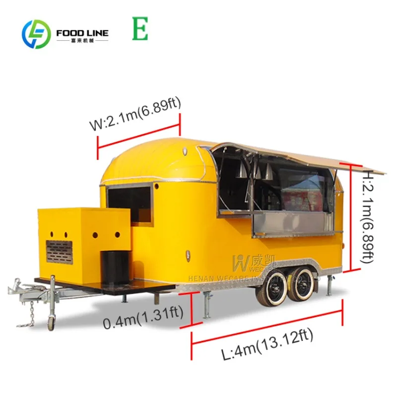 مخصص صغير الآيس كريم مقهى بار Remolque الغذاء فان شاحنة المطبخ المحمول مقطورة تقديم الطعام مجهزة بالكامل