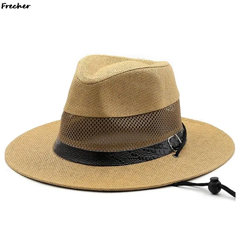 Summer Sunshade Fedora Hats Men Western Cowboy Hat Straw Beach Panama Wedding Party Caps Unisex Outdoor Fishing Chapeau New