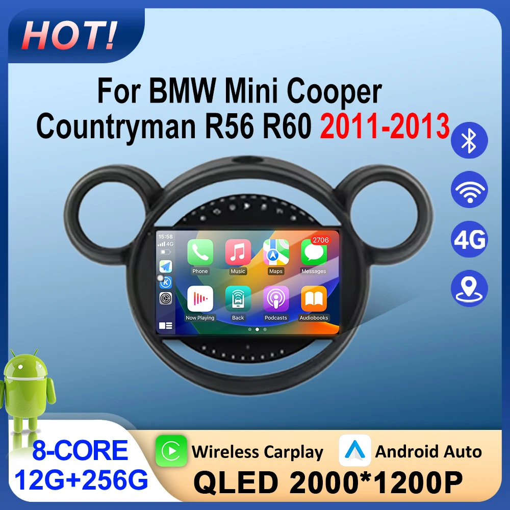 Para BMW Mini Cooper Countryman R56 R60 2011-2013 coche Auto Radio Speler navegación GPS Carplay Bluetooth pantalla estéreo Multimedia