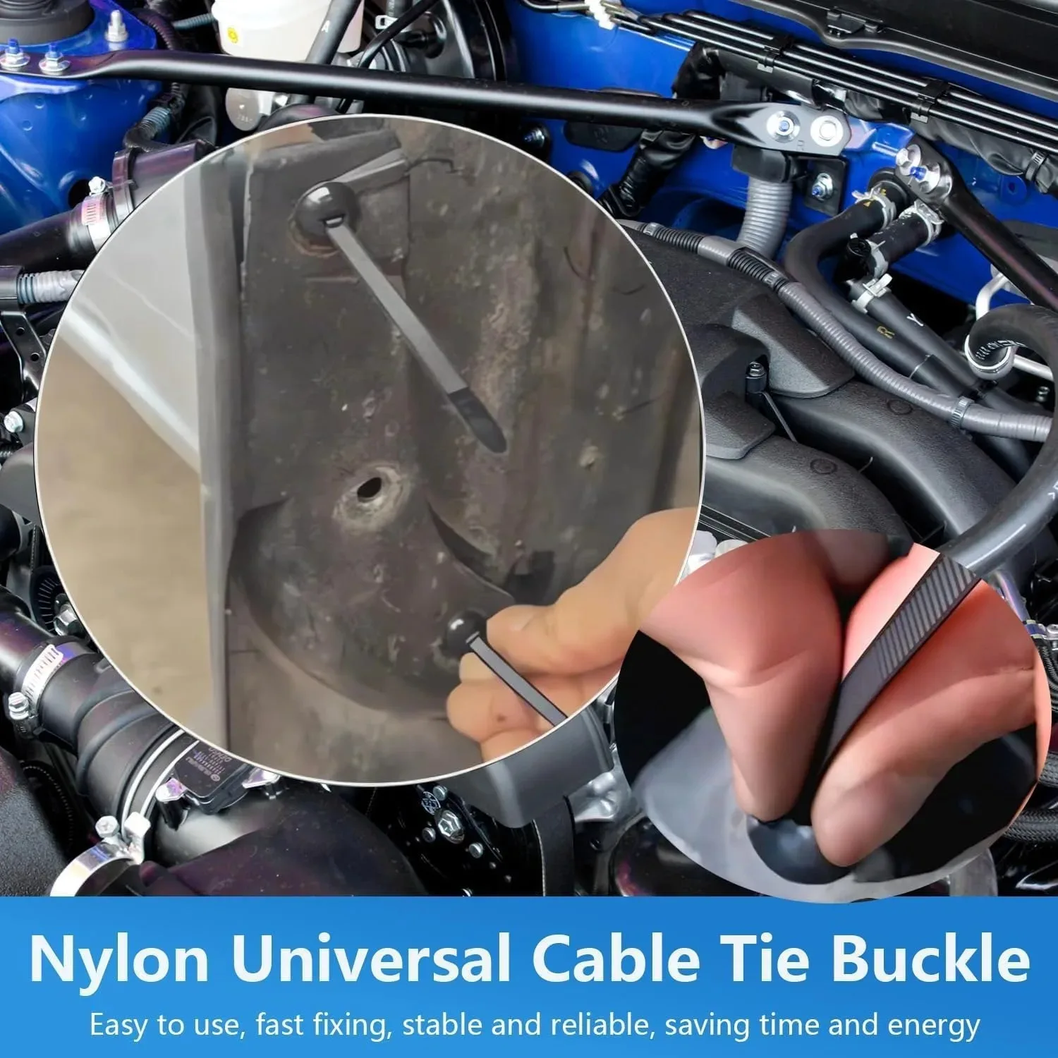 10-500pcs Universal Car Cable Tie Buckles Heavy Duty Self-Locking Zip Ties Holder with Pin Button Fasteners Car UVResistant Ties