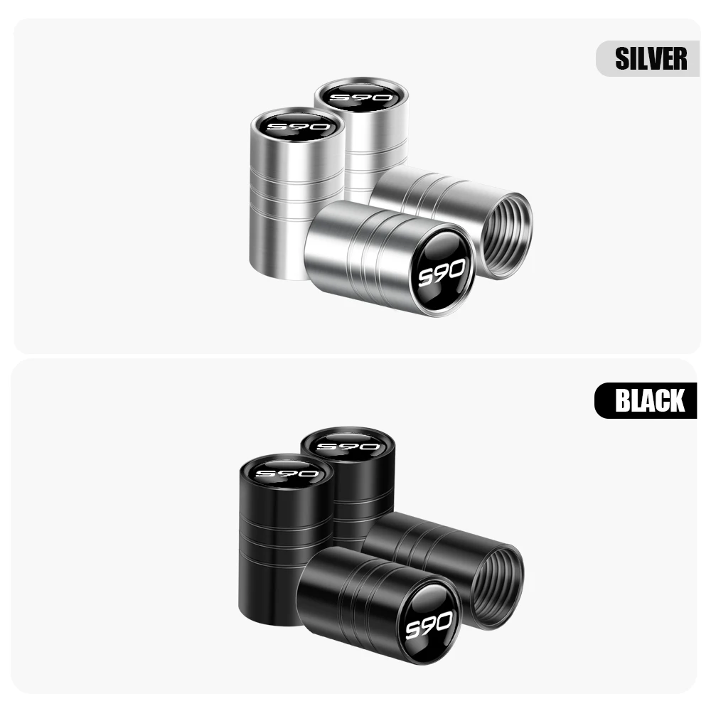 4pcs Metal Car Badges Wheel Tire Valve Caps Covers Auto Accessories for Volvo Rdesign XC60 C70 S40 XC30 S60 S70 S80 S90 V40 V50