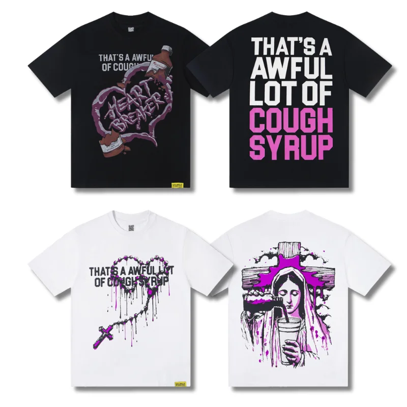 

American THAT'S A AWFUL LOT OF COUGH SYRUP Short-sleeved T-shirt Madonna Graffiti Loose for Both Men Women Tshirts