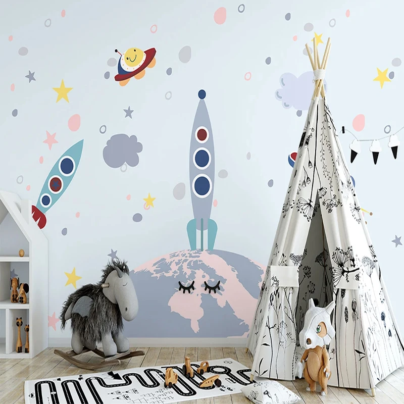 Custom Any Size Mural Wallpaper 3D Hand-painted Cartoon Wall Painting Children's Bedroom Background Wall Papel De Parede
