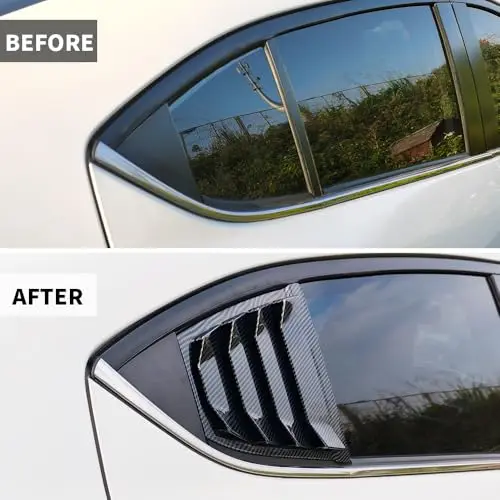 For Mazda 3 Axela 2014-2018 Car Rear Louver Window Side Shutter Cover Trim Sticker Vent Scoop ABS Carbon Fiber Black Accessories