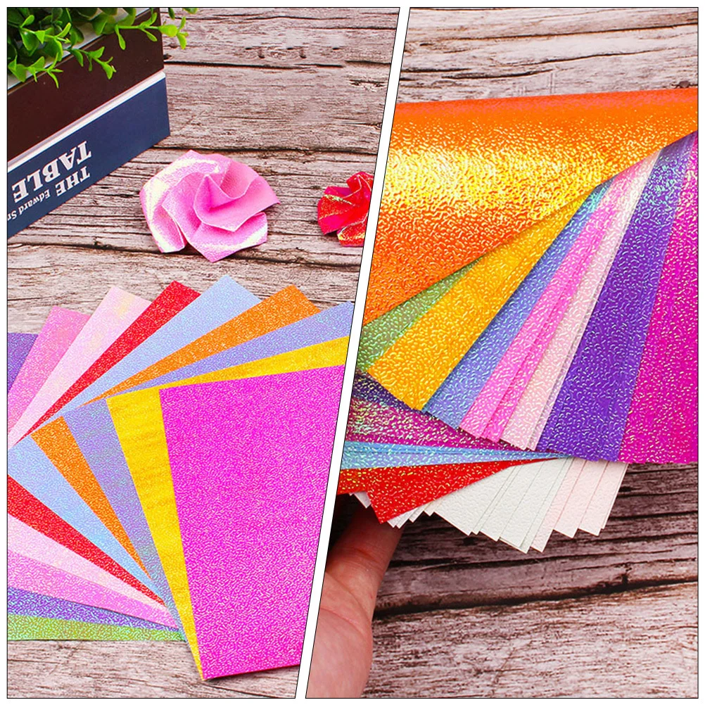 100 Stück glitzerndes, handgefertigtes Origami-Papier, umweltfreundliches Faltpapier für DIY-Bastelarbeiten, Kunstbedarf, Faltpapiere