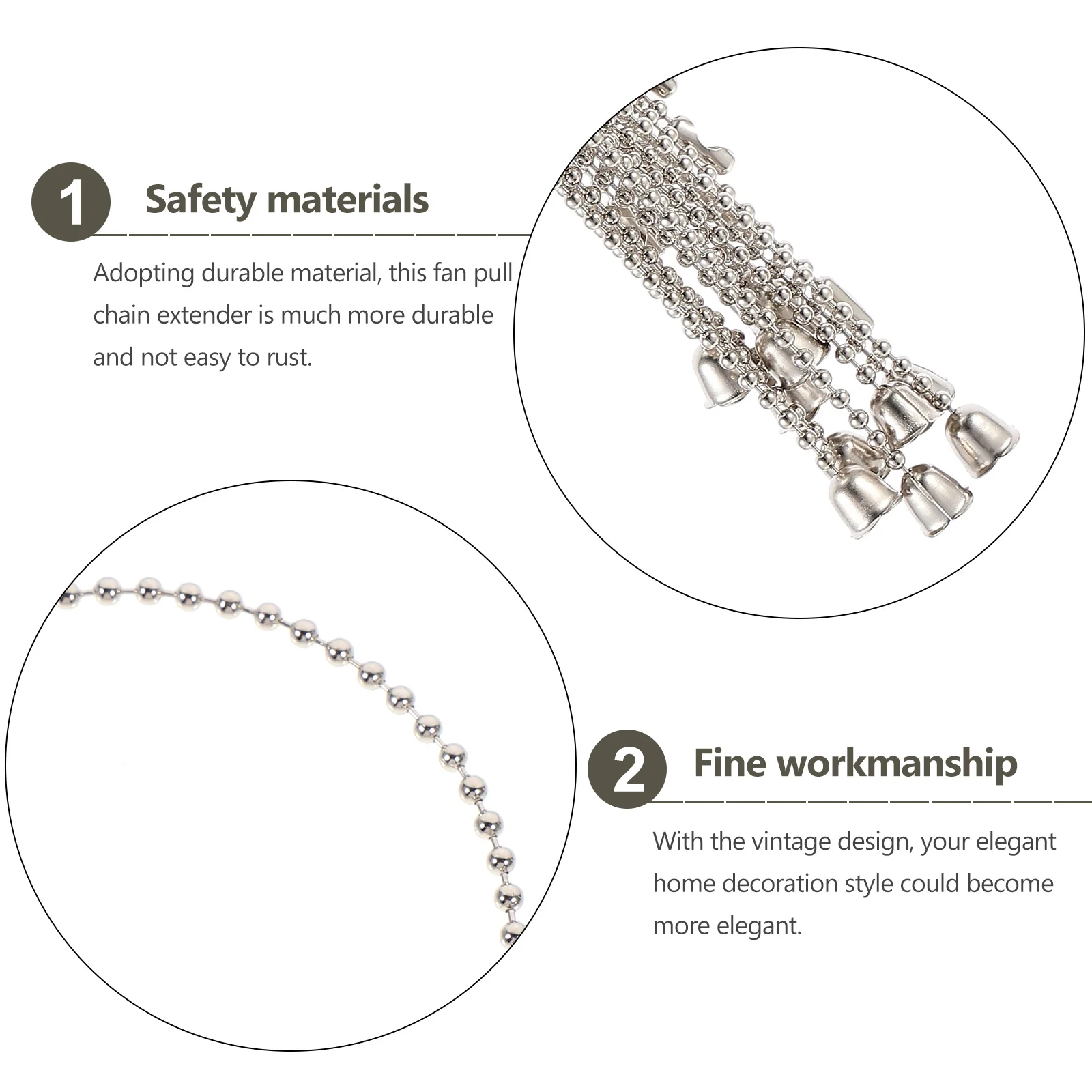 

10Pcs Ceiling Fan Pull Chains Pendant Sturdy Elegant Hanging Decoration for Ceiling Fan Light Bedside Lamp Chandelier Pendant