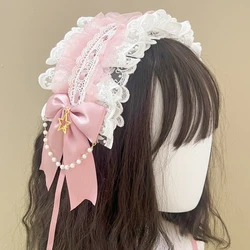 1Pcs Women Cute Lace Gothic Lolita Headband Headdress Anime Maid Cosplay Hair Accessories Headwear Headpiece Hair Clips