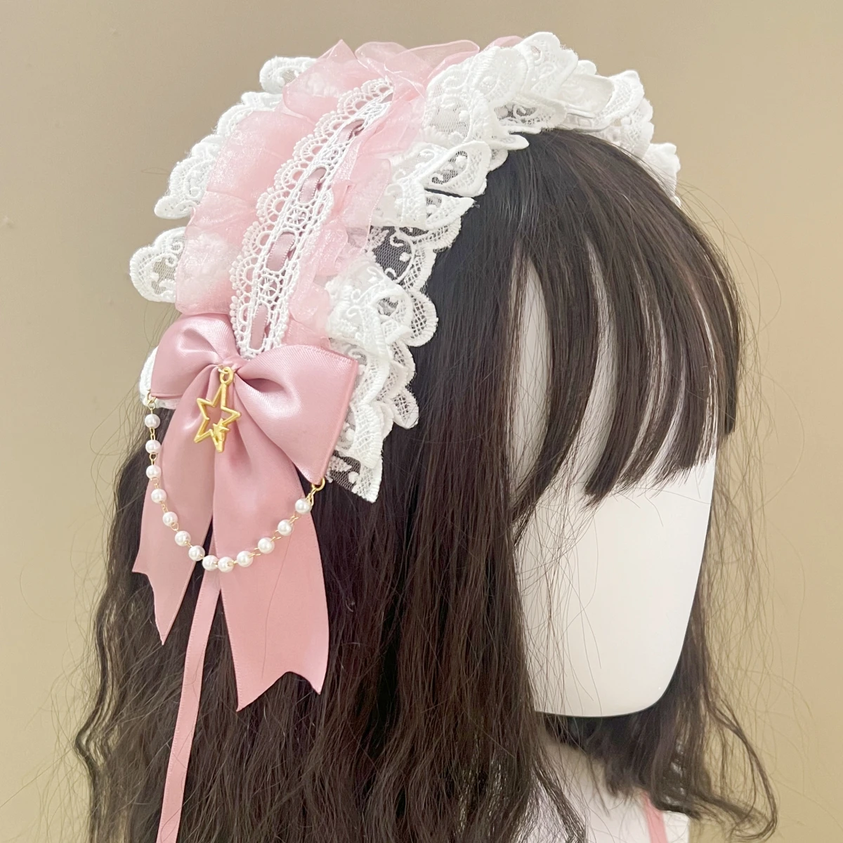 1 sztuk kobiety śliczne koronkowe gotyckie Lolita z pałąkiem na głowę nakrycia głowy Anime pokojówka Cosplay akcesoria do włosów nakrycia głowy nakrycia głowy spinki do włosów