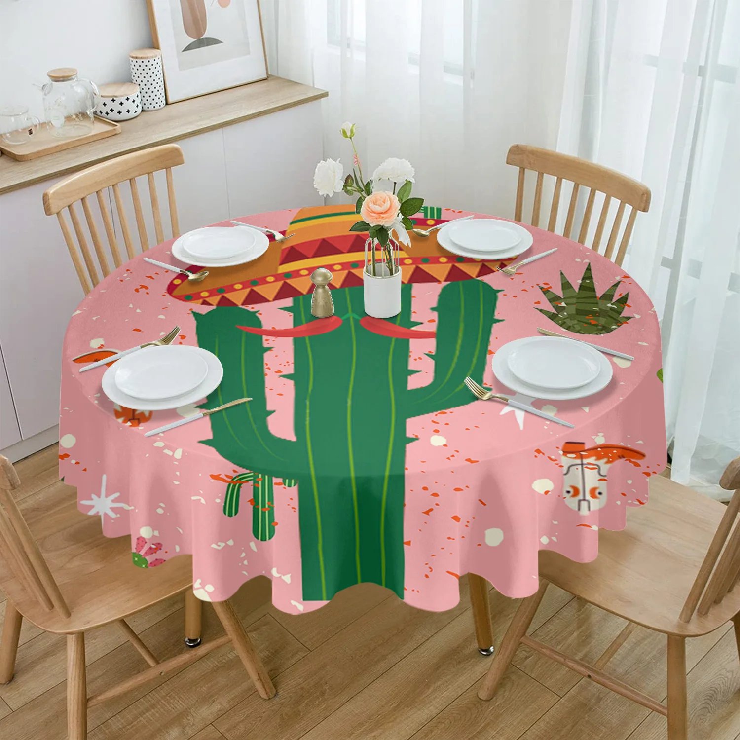 Cactus Shoes Hat Cactus Stars Waterproof Tablecloth Living Room Dining Table Coffee Table Cover Outdoor Picnic Cloth