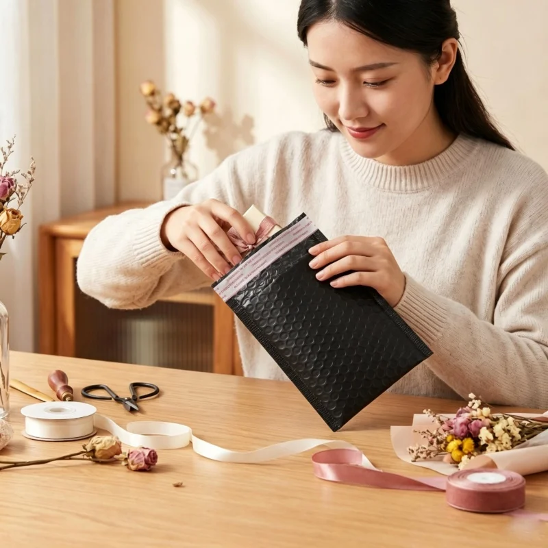 100Pcs Black Foam Envelope Bags Self Seal Mailers Padded Shipping Envelopes with Bubble Mailing Bags Shipping Packages