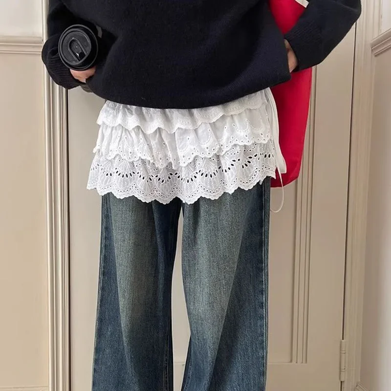 

Летние кружевные милые белые юбки-торты Y2k, корейская модная уличная одежда, винтажная женская юбка с высокой талией Faldas De Mujer