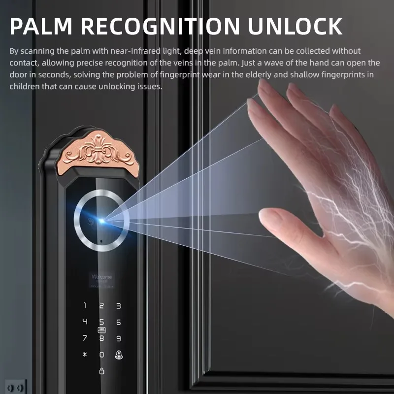 Villa Double Door Smart Door Lock Palm Vein 3D Face Recognition Fingerprint Home Anti-theft Password Aluminum Alloy
