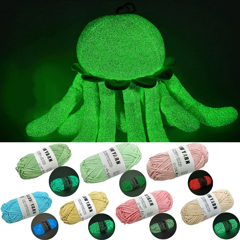 Cotton Luminous Wool Yarn Knitting Glow In The Dark Yarn For Sweater Scarf Hand Knitting Fluorescent Yarn DIY Sewing Accessory