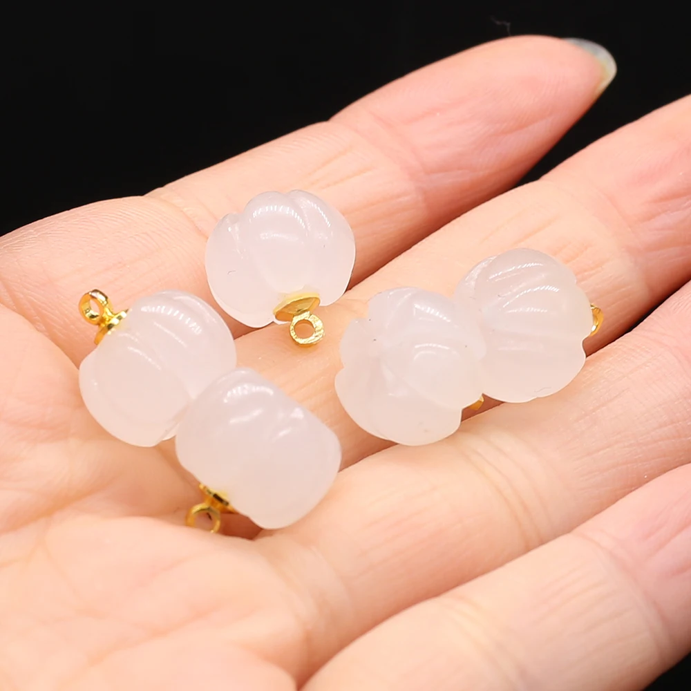 3pcs/lot Natural Rose Quartz Green Aventurine Pendant Charms Mini Pumpkin Pendant for Making DIY Jewerly Necklace 13x13mm