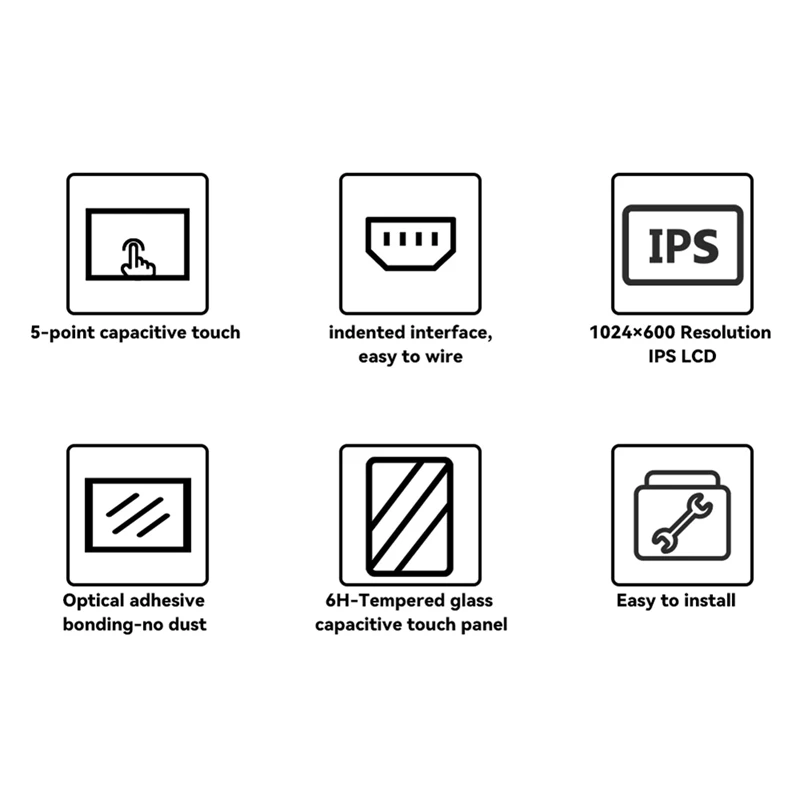 

7-Inch -Compatible Display 5-Point Capacitive Touch Screen 1024x600 Resolution Support for OS /-ABLL