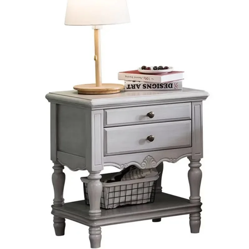 Modern style carved wood bedside table Bedroom furniture Bedside table