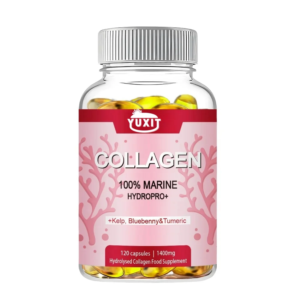 Powerful Marine Collagen 1400mg with HA Biotin Blueberry Vitamins ComplexHydrolyzed Type 1