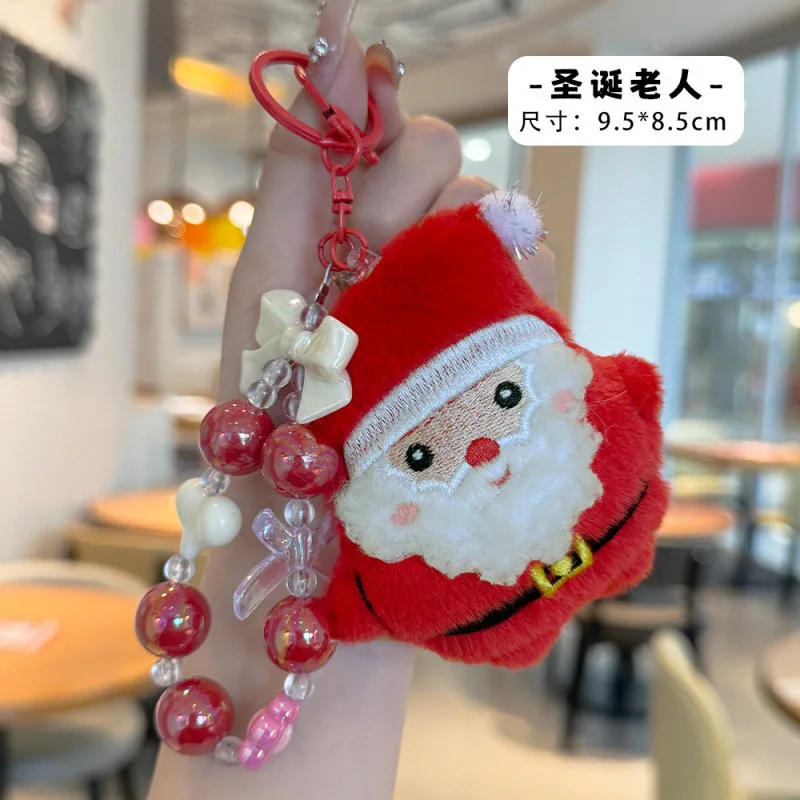 قلادة سانتا كلوز، تمثال لطيف، سلسلة مفاتيح كرتونية، علبة أقلام حقيبة مدرسية مبتكرة، ديكور، عيد الميلاد #3