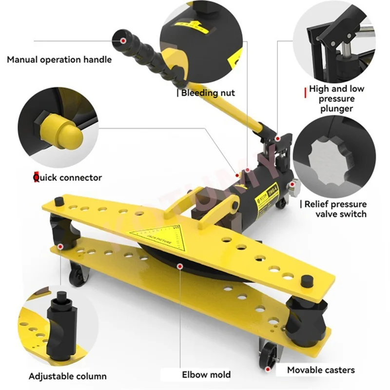 6T Hydraulic Pipe Bender Manual Pipe Bending Machine Galvanized Pipe Iron Tube Steel Pipe Bending Tool for 13-34mm
