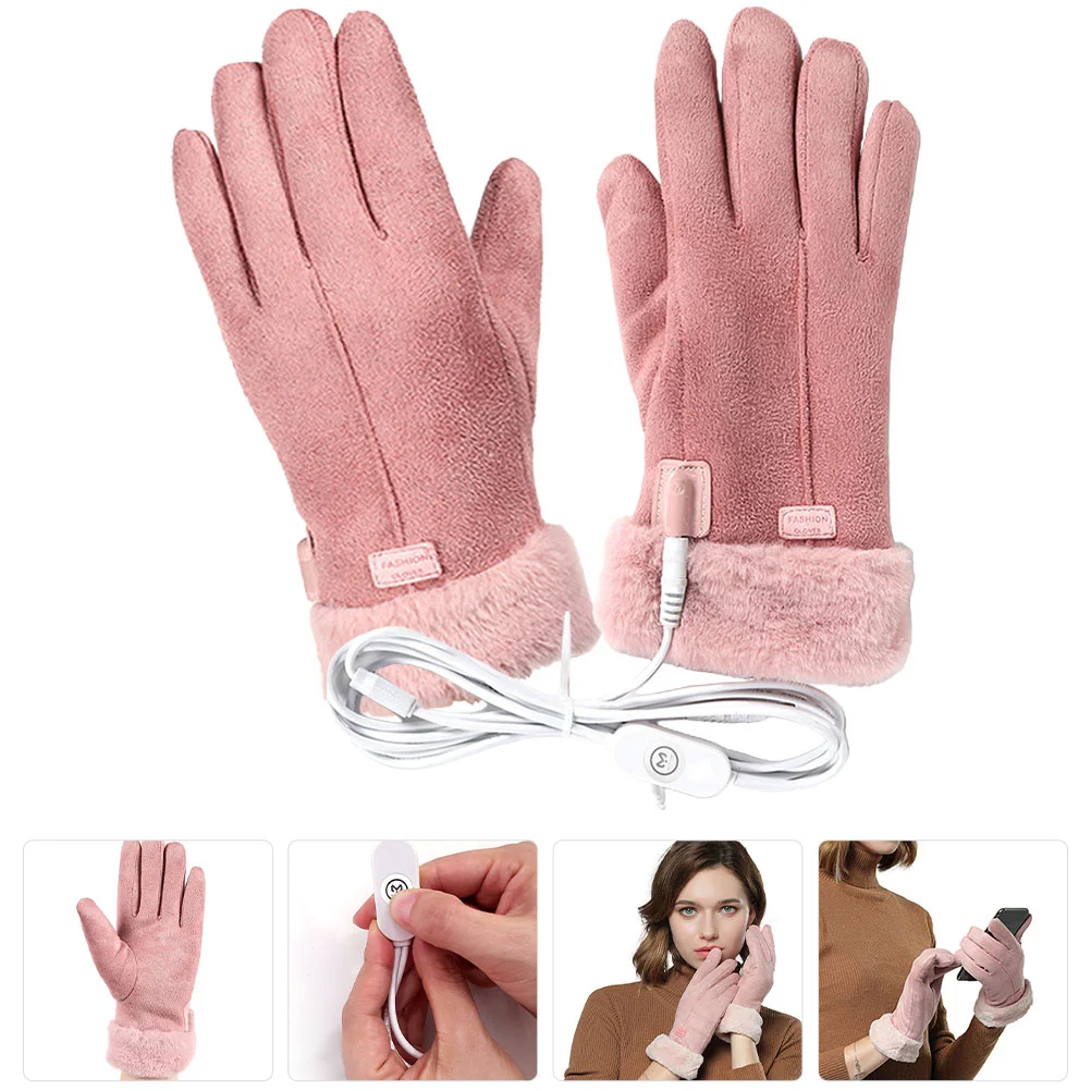 Luvas USB Aquecidas Miss Mittens Aquecedor elétrico de mãos Coral Fleece Luvas de aquecimento à prova de vento