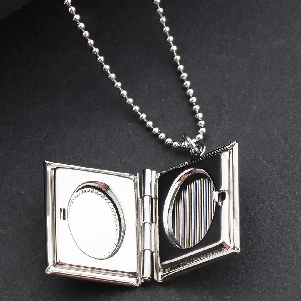 

Rectangle Locket Necklace Silver Gold Plated Engraved Photo Frame Charm Pendant for Jewelry Gift for Women Girls Men