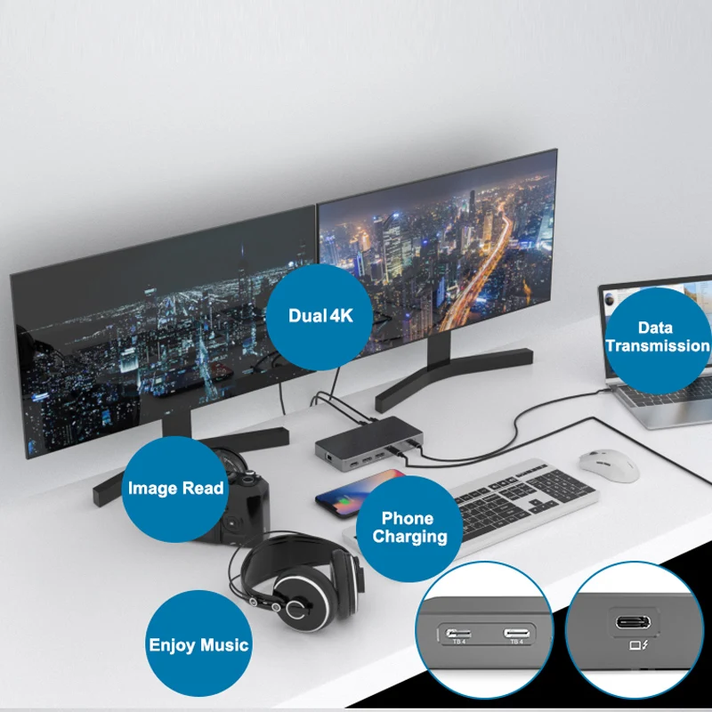 عرض ساخن لعام 2025 محطة إرساء Thunderbolt 4 3 s 8K أو شاشة ثلاثية 4K @ 60 هرتز لنظام التشغيل Thunderbolt 3/4/USB C Windows، Book P