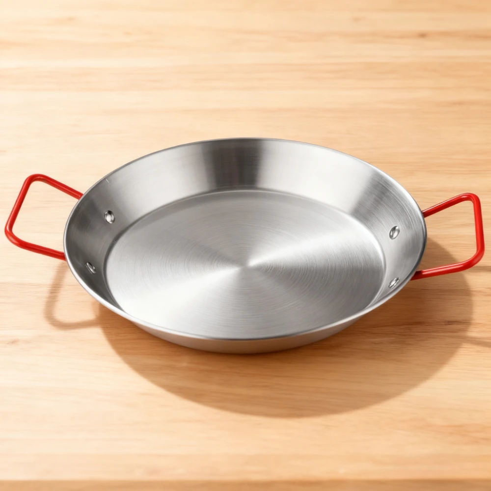 Olla de mariscos de acero inoxidable grueso, sartén de Paella, plato de Pizza de fruta antiescaldado para Picnic, suministros de cocina para acampar, 1 ud.