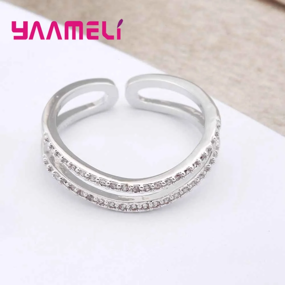 7 Designs Fashion Women Finger Band Rings 925 Sterling Silver Jewelry for Wedding Engagement Gift Female Anillos Adjustable Size