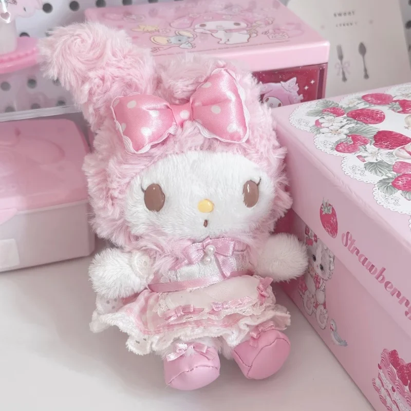 خمر البولكا خادمة بلدي ميلودي بوتي الشفاه الوردي تنورة دانتيل ميلودي محشوة أفخم دمية لعبة المفاتيح الحلو البيانو ألعاب من نسيج مخملي قلادة