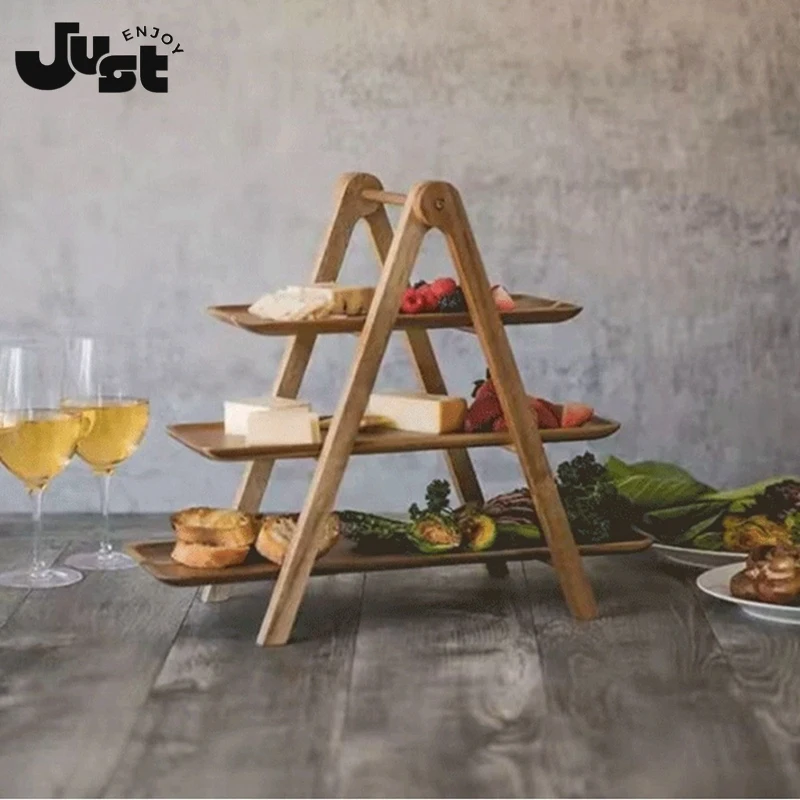 

New Farmhouse 3 Tier Wood Tiered Tray Cake Stand Serving Tray Party Platters and Dishes Tiered Decor Trays Wooden Tray