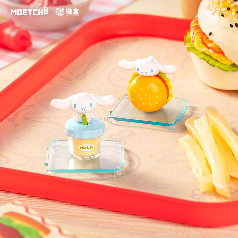 Miniso sanrio cinnamoroll conveniência série de comida rápida micro caixa figuras de ação caixa cega ornamentos feitos à mão presente na moda