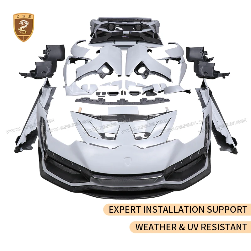NEW Carbon Fiber Auto Wide Body kit for Lamborgini Huracan Front Rear Bumper Hood Fender Side Skirt Car Spolier for dw style kit
