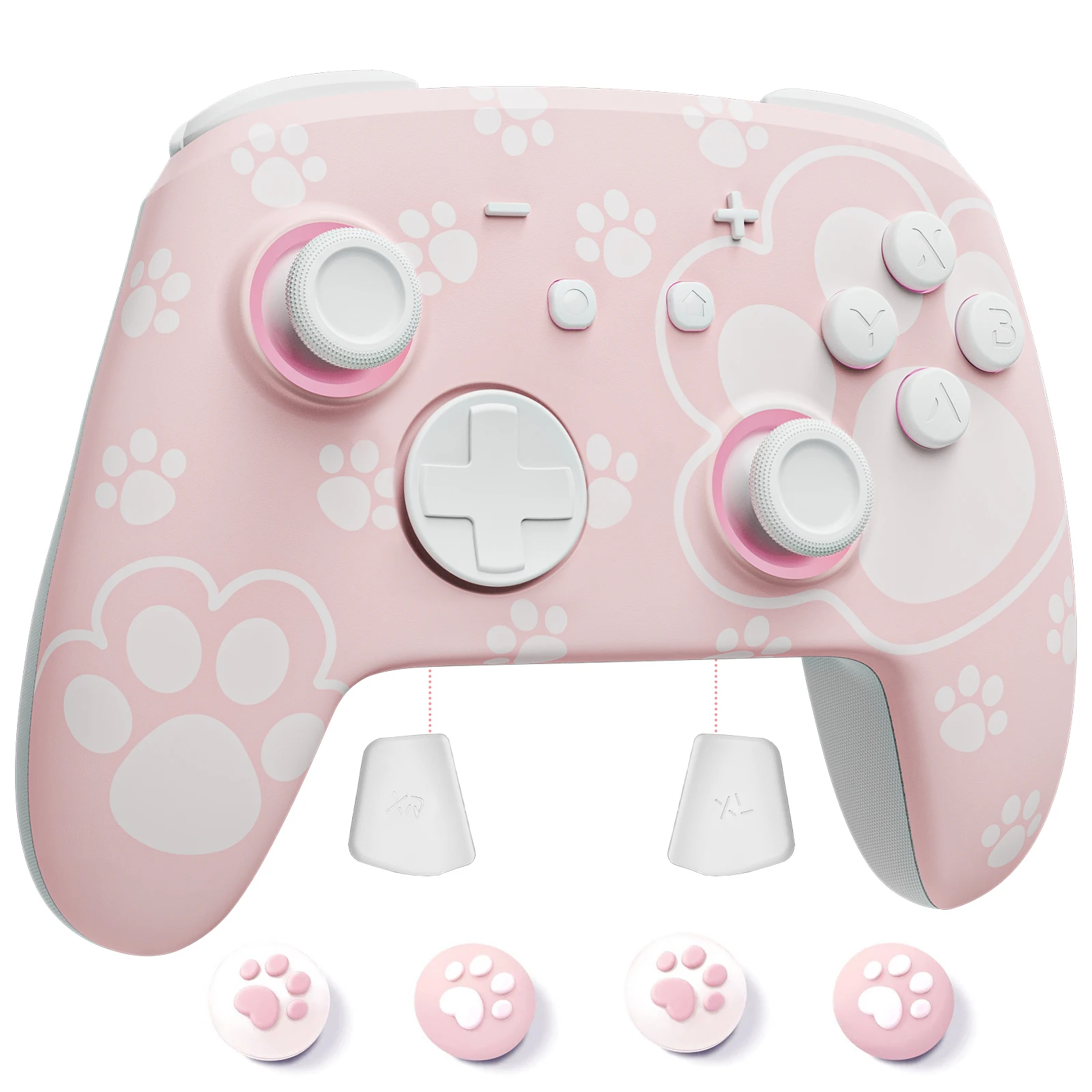

FUNLAB Pink Cat Paw Luminous Pattern Pro Controller, совместимый с Nintendo Switch 2/OLED/PC/Lite/Paddle/Turbo/RGB/Hall Joystick