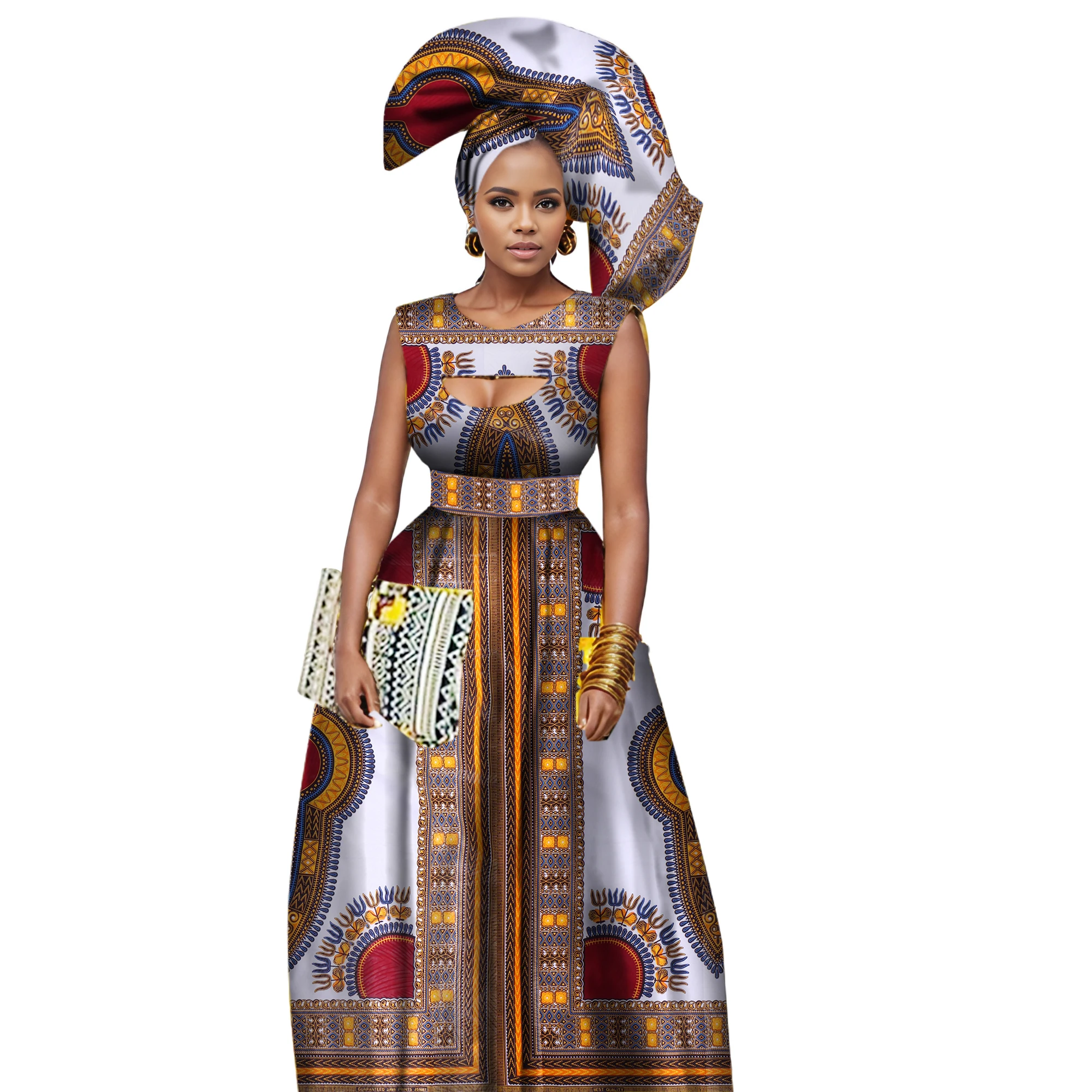 Traditional African Women Clothing African Print Wax Custom Long Dresses for Women Africa Women Clothing Dashiki Dresses WY1871