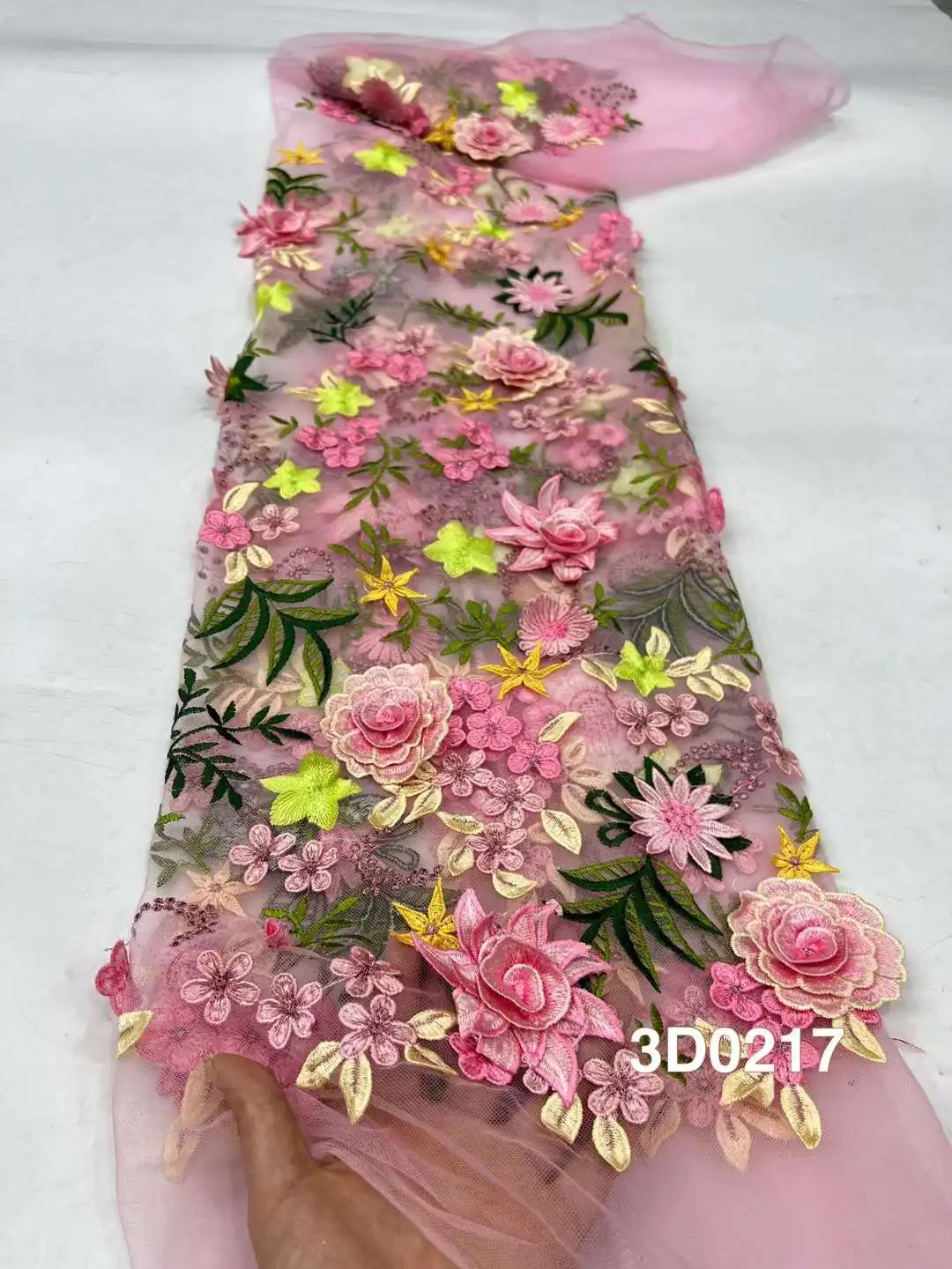 African 3D Flower Lace Fabrics, French  Embroidery, Nigerian lace Fabric Wedding Material, High Quality, Latest, SF