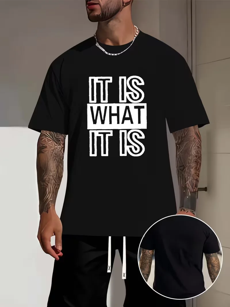 Men's Round Crew Neck Short Sleeve Simple Style Tee Fashion Regular Fit T-Shirt Top for Summer Holiday Leisure Clothing As Gift