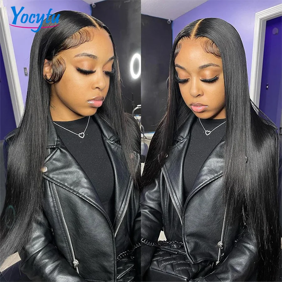 YOCYTU Human Hair Bundles With 2x6 Closure 26 26 26 Inch Straight Human Hair Bundles 12A Brazilian Weave Human Hair Bundles Raw Hair 100% Human Hair