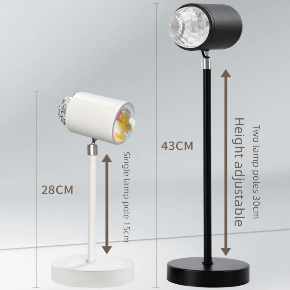 High Quality 16 Colors Water Ripple Lamp Dual-Head Design Button Control Led Lights 360° Rotation Sunset Lamp Live Broadcast