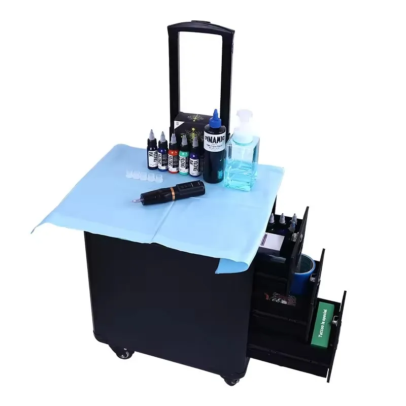 

Tattoo High-Capacity Draw-Bar Tattoo Box Portable Suitcase Tattoo Trolley Bag Artist Tools Storage Cas