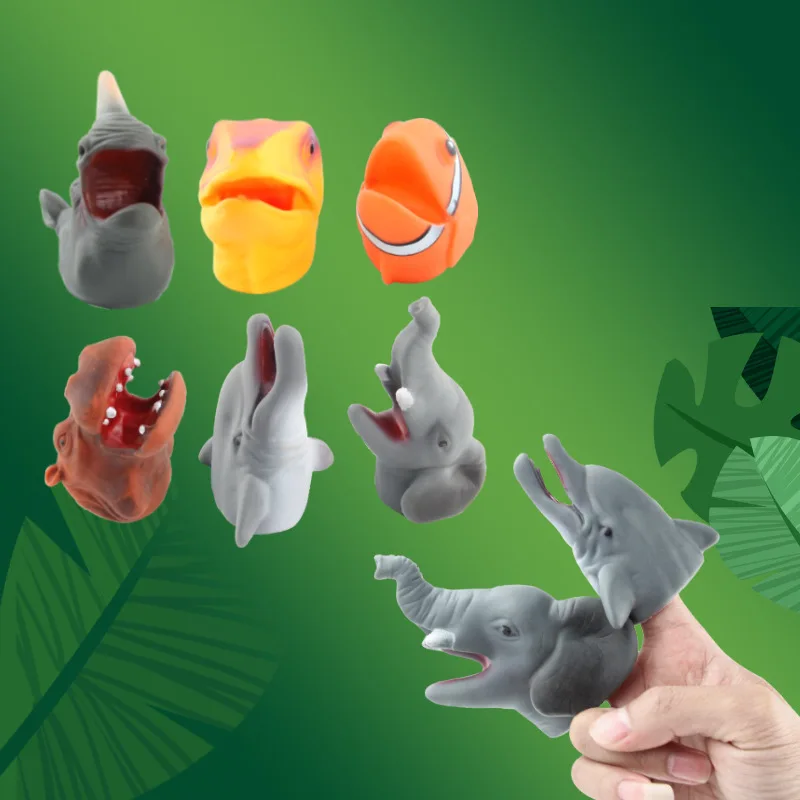 Mini Animal Hand Puppet Toy Set para crianças, Divertido golfinho elefante presente educativo, Storytelling Finger Animal, Engraçado