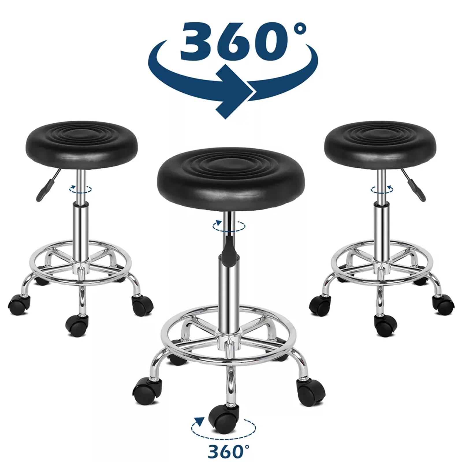 Adjustable Hydraulic Rolling Salon Stool Chair Tattoo Massage with Swivel Wheels