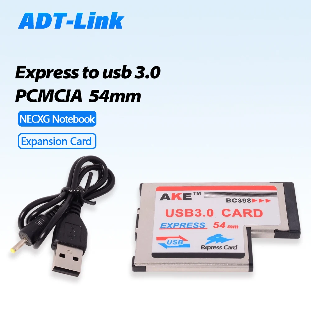 

PCMCIA Notebook Express To USB 3.0 Expansion Card AKE BC398 Chip NEC ASM1042 with Card Driver Disk 54mm ExpressCard Not Exposed