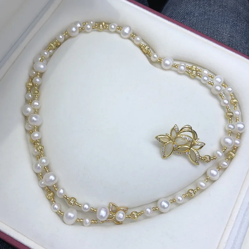

Аутентичное жемчужное ожерелье, длинная цепочка для свитера, застежка-бабочка, осень-зима, многослойная универсальная цепочка для свитера, женская легкая роскошная цепочка