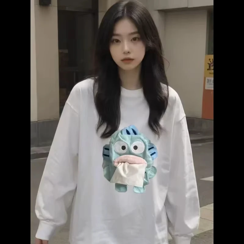 

Футболка Sanrio Hangyodon с 3D принтом, бумага для переноски с тобой, креативный дизайн, милый топ с короткими рукавами с героями мультфильмов для любителей моды Kawaii